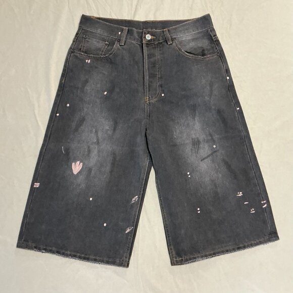 Dark Acne Studios Jean shorts with splatter - Picture 1 of 8
